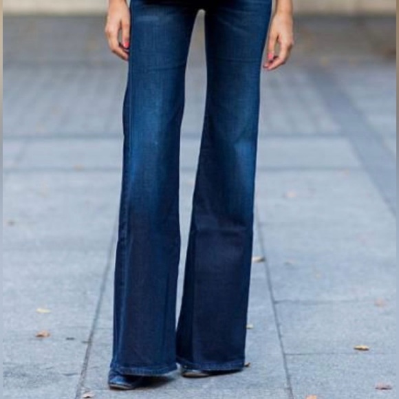 Dark wash flared jeans 100% cotton - Picture 1 of 8